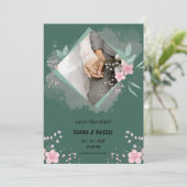 Eenvoudige groene en roze Save the Date Kaart (Staand voorkant)
