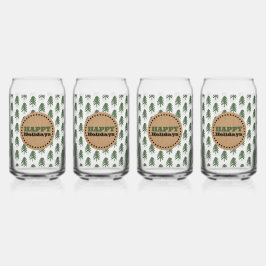 Eenvoudige groene en witte kerstboom blikvorm glas