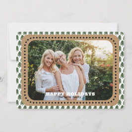 Eenvoudige groene en witte kerstboom feestdagenkaart