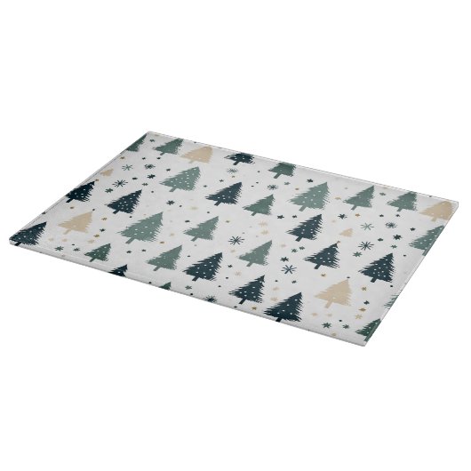 Eenvoudige groene en witte kerstboom snijplank (Hoek)