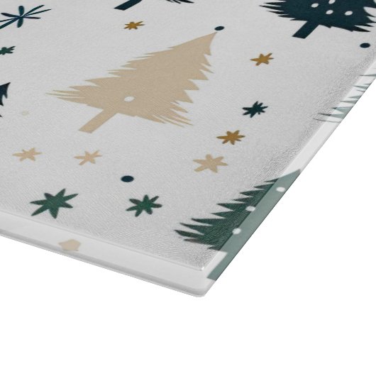 Eenvoudige groene en witte kerstboom snijplank (Hoek)