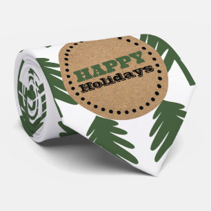 Eenvoudige groene en witte kerstboom stropdas