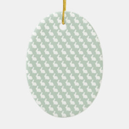 Eenvoudige groene en witte paasbunny keramisch ornament