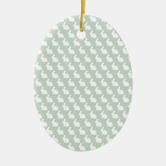 Eenvoudige groene en witte paasbunny keramisch ornament (Voorkant)
