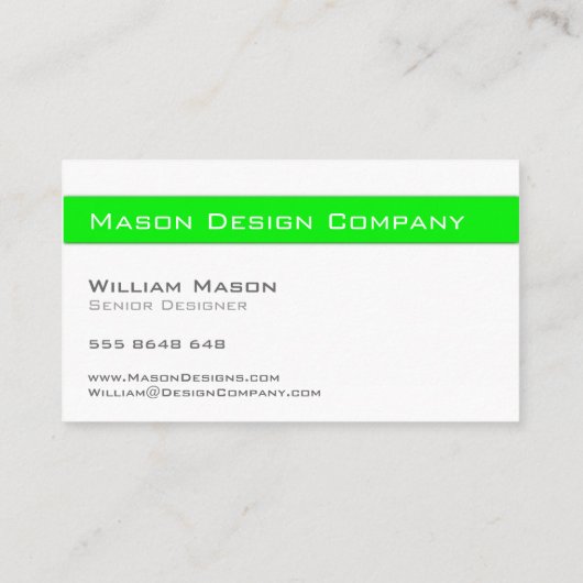 Eenvoudige, groene en witte, stijlvolle Kaart voor Visitekaartje (Achterkant)