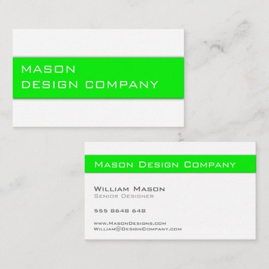 Eenvoudige, groene en witte, stijlvolle Kaart voor Visitekaartje (Voorkant / Achterkant)