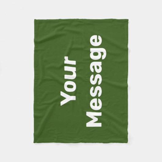 Eenvoudige Groene en Witte Tekst Uw Bericht Sjablo Fleece Deken (Voorkant)