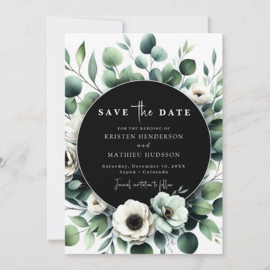 Eenvoudige groene Eucalyptus digitale bruiloft Save The Date (Voorkant)