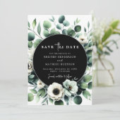 Eenvoudige groene Eucalyptus digitale bruiloft Save The Date (Staand voorkant)