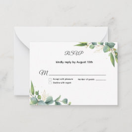 Eenvoudige Groene Eucalyptus Huwelijks RSVP Kaart Notitiekaartje