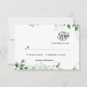 Eenvoudige Groene Eucalyptus RSVP Uitnodiging (Voorkant)