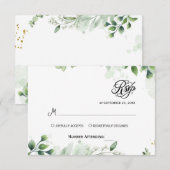 Eenvoudige Groene Eucalyptus RSVP Uitnodiging (Voorkant / Achterkant)