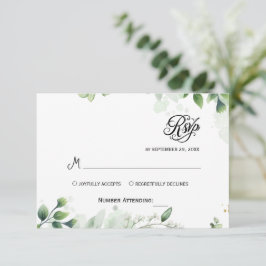Eenvoudige Groene Eucalyptus RSVP Uitnodiging