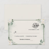 Eenvoudige Groene Eucalyptus RSVP Uitnodiging (Voorkant / Achterkant)