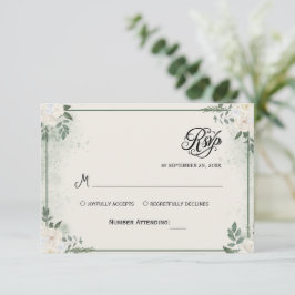 Eenvoudige Groene Eucalyptus RSVP Uitnodiging