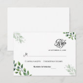 Eenvoudige Groene Eucalyptus RSVP Uitnodiging (Voorkant / Achterkant)