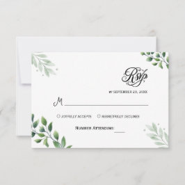 Eenvoudige Groene Eucalyptus RSVP Uitnodiging