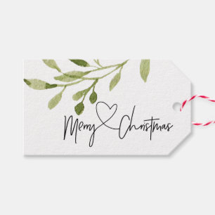 Eenvoudige groene eucalyptus vrolijke kerstvakanti cadeaulabel