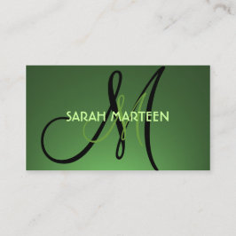Eenvoudige groene fade thema monogram aangepaste k visitekaartje