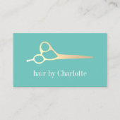 Eenvoudige groene Faux Gold Scissers haarlijst Visitekaartje (Voorkant)