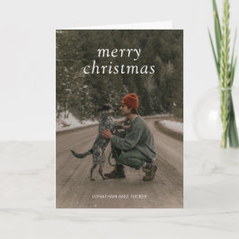 Eenvoudige Groene Foto Moderne Kerst Feestdagen Kaart