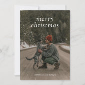 Eenvoudige Groene Foto Moderne Kerst Feestdagenkaart (Voorkant)