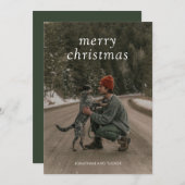 Eenvoudige Groene Foto Moderne Kerst Feestdagenkaart (Voorkant / Achterkant)