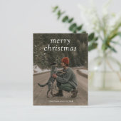 Eenvoudige Groene Foto Moderne Kerst Feestdagenkaart (Staand voorkant)