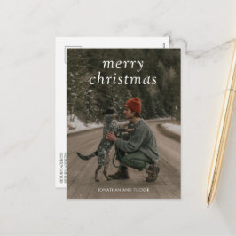 Eenvoudige Groene Foto Moderne Kerst Feestdagenkaart