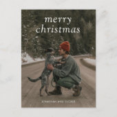 Eenvoudige Groene Foto Moderne Kerst Feestdagenkaart (Voorkant)