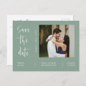 Eenvoudige groene foto QR-code opslaan Datum Briefkaart (Voorkant / Achterkant)