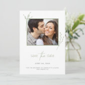 Eenvoudige groene foto van het huwelijk sparen de  save the date (Staand voorkant)