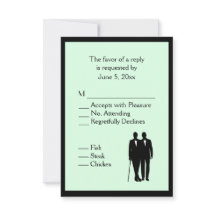 Eenvoudige Groene Gay Bruiloft RSVP met Menu Keuze