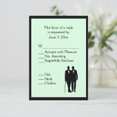 Eenvoudige Groene Gay Bruiloft RSVP met Menu Keuze (Staand voorkant)