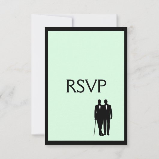 Eenvoudige Groene Gay Bruiloft RSVP met Menu Keuze (Achterkant)