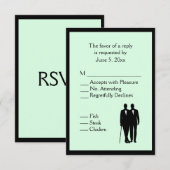 Eenvoudige Groene Gay Bruiloft RSVP met Menu Keuze (Voorkant / Achterkant)
