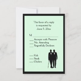 Eenvoudige Groene Gay Bruiloft RSVP met Menu Keuze