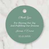 Eenvoudige groene gepersonaliseerde bruiloft bedankjes labels (Voorkant)