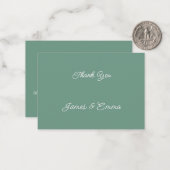 Eenvoudige groene gepersonaliseerde bruiloft Dank  Notitiekaartje (Voorkant / Achterkant in situ)