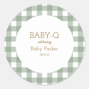 Eenvoudige groene geruite baby shower sticker