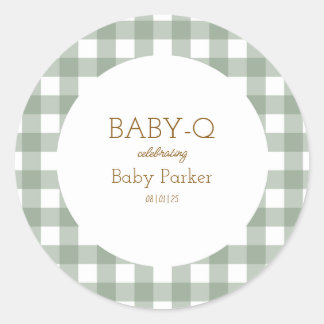 Eenvoudige groene geruite baby shower sticker