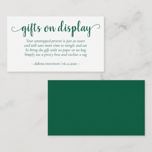 Eenvoudige groene geschenken op display | Apple An Informatiekaartje (Voorkant / Achterkant)