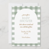 Eenvoudige Groene Gingham Baby shower Uitnodiging (Voorkant)