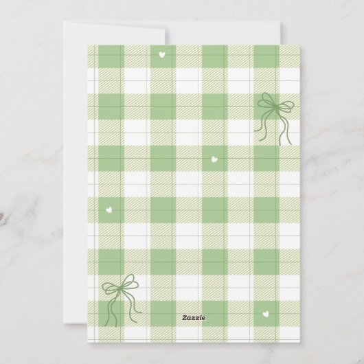 Eenvoudige Groene Gingham Plaid Vakantie Kaart (Achterkant)