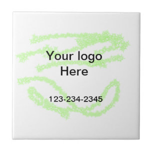 Eenvoudige groene glitter voeg je logo-nummer toe tegeltje