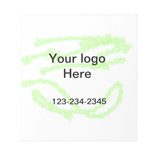 Eenvoudige groene glitterspikkels voeg uw logo num notitieblok (Voorkant)