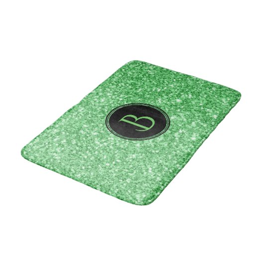 Eenvoudige groene glittertextuur met monogram badmat (Gekanteld)