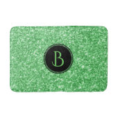 Eenvoudige groene glittertextuur met monogram badmat (Voorkant)