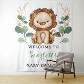 Eenvoudige Groene Goud Leeuw Jongen Baby Shower We Wandkleed (In situ)