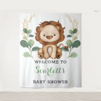 Eenvoudige Groene Goud Leeuw Jongen Baby Shower We